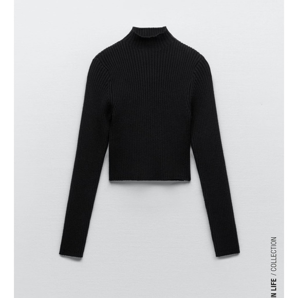 Zara Sweaters - ZARA MOCK NECK CROPPED KNIT SWEATER